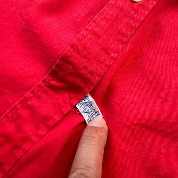 Rare Vintage POLO SPORT Ralph Lauren Spell Out USA Casual Shirt 90s Red L - Picture 4 of 6